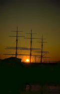 sunset ship harbor Vintage A4 Photo Print