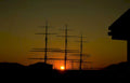 sunset ship silhouette Vintage A4 Photo Print