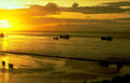 sunset ships sea Vintage A4 Photo Print