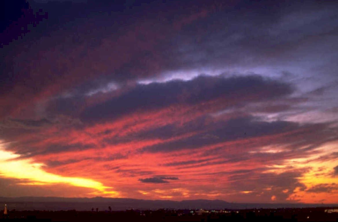 sunset sky city 1980s 1990s A4 Photo Print