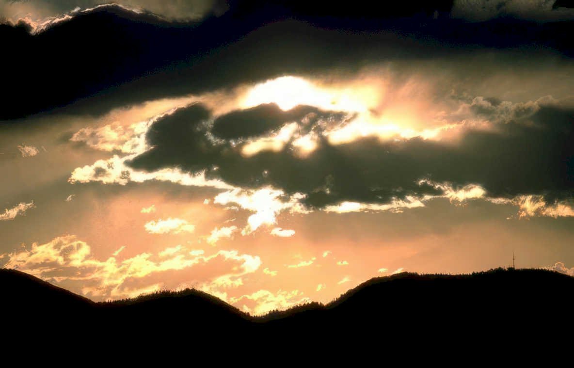 sunset sky mountains Vintage A4 Photo Print