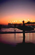 sunset surf pier Vintage A4 Photo Print
