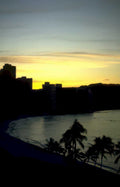 sunset waikiki beach Vintage A4 Photo Print