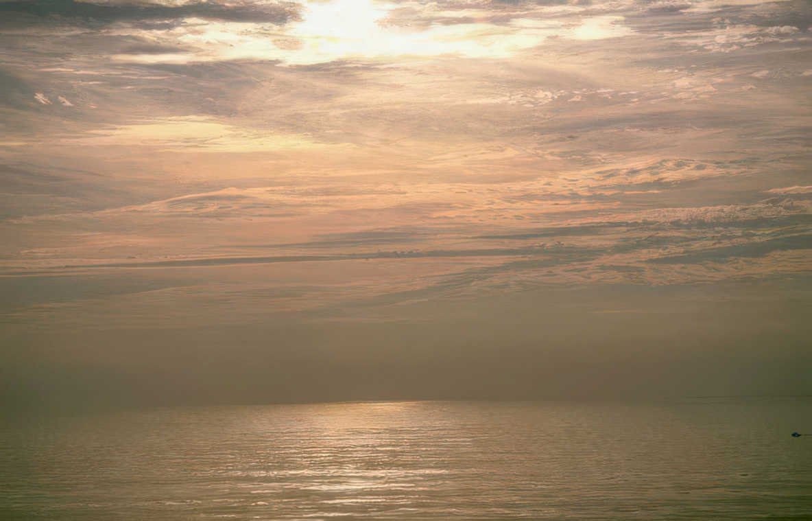 sunset water clouds Vintage A4 Photo Print