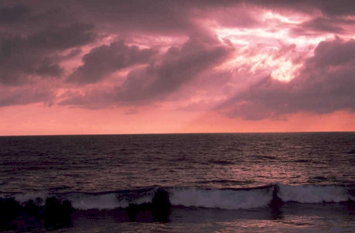 sunset waves sky 1980s 1990s A4 Photo Print