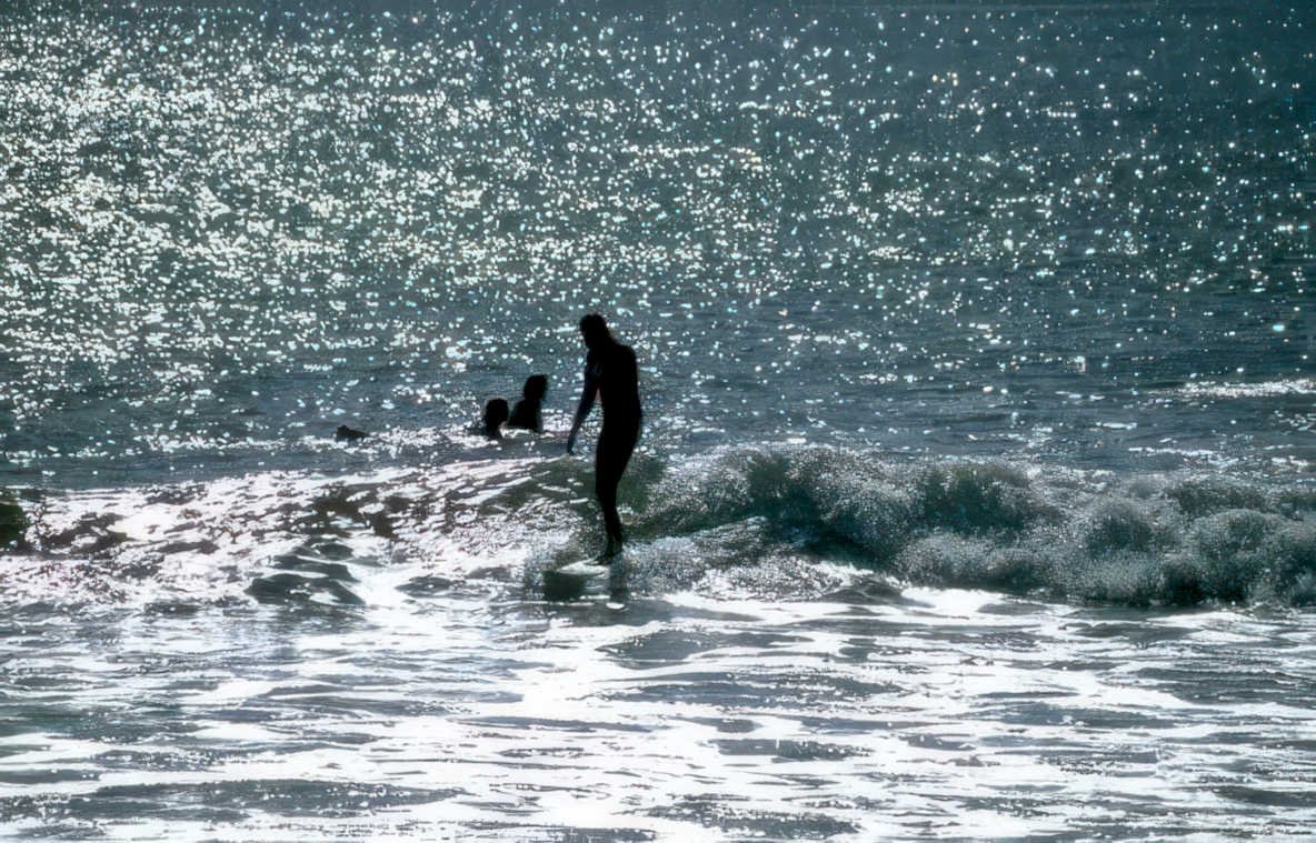 surf wave silhouetted Vintage A4 Photo Print
