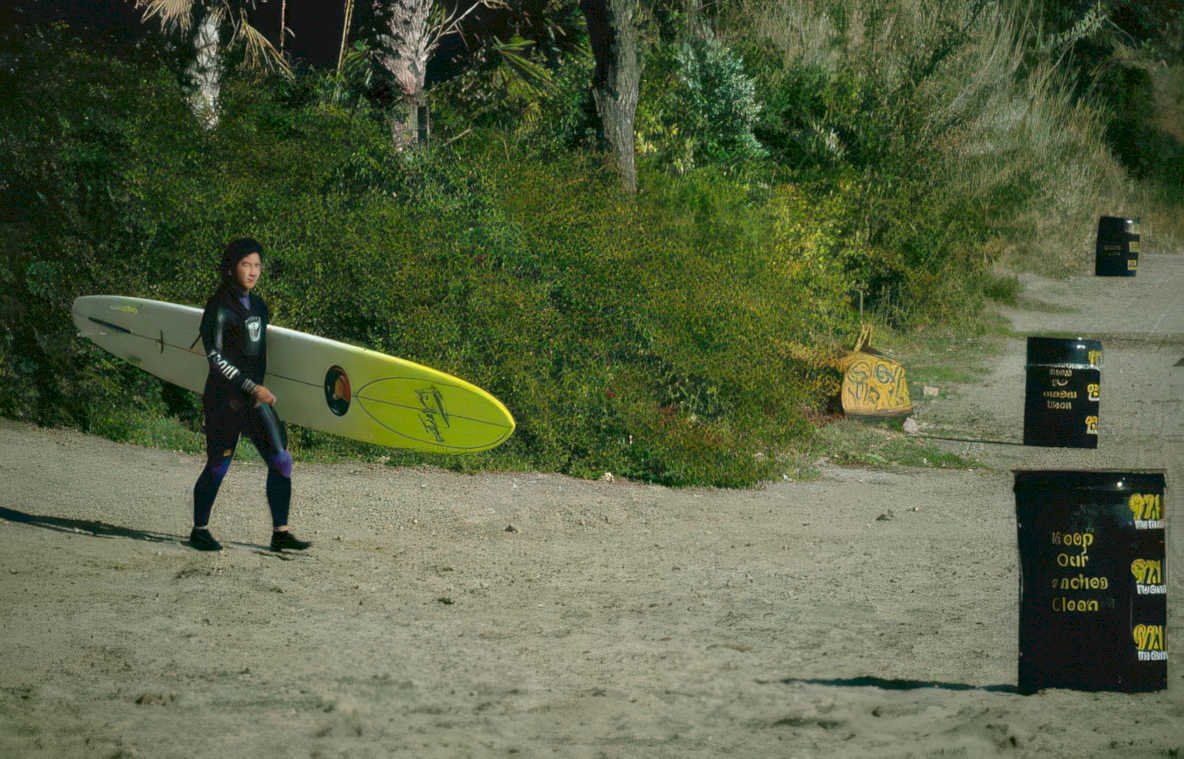surfer beach liquidblue Vintage A4 Photo Print