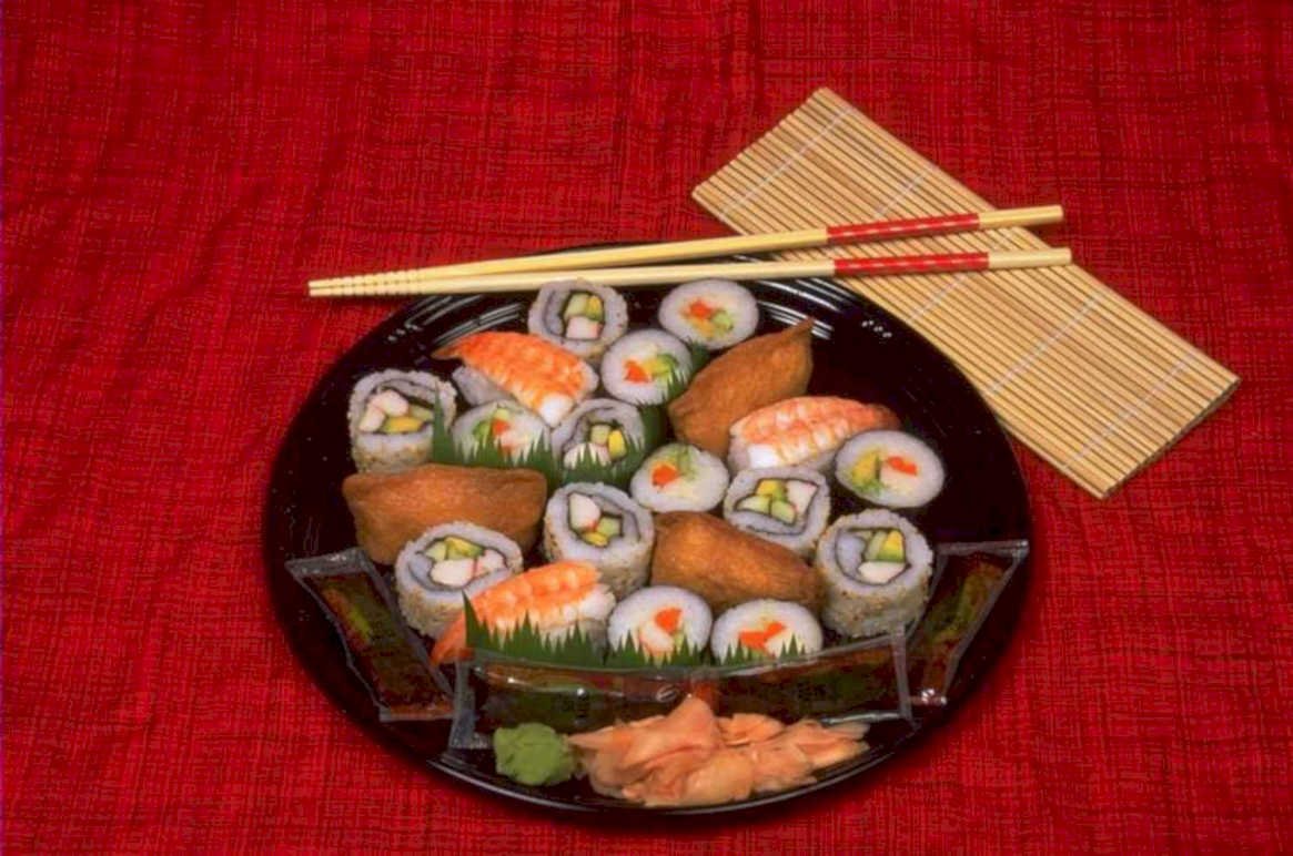 sushi platter rolls 1 1980s 1990s A4 Photo Print