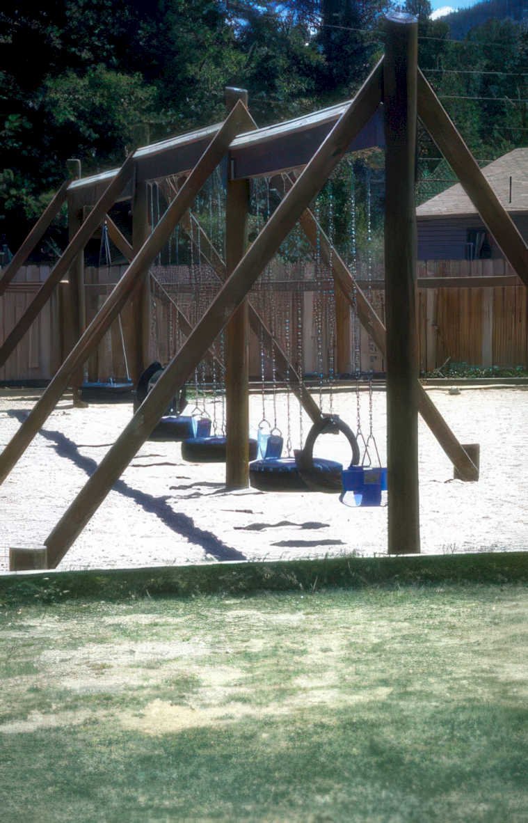 swing set blue Vintage A4 Photo Print