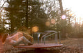swingset sunset fall Vintage A4 Photo Print