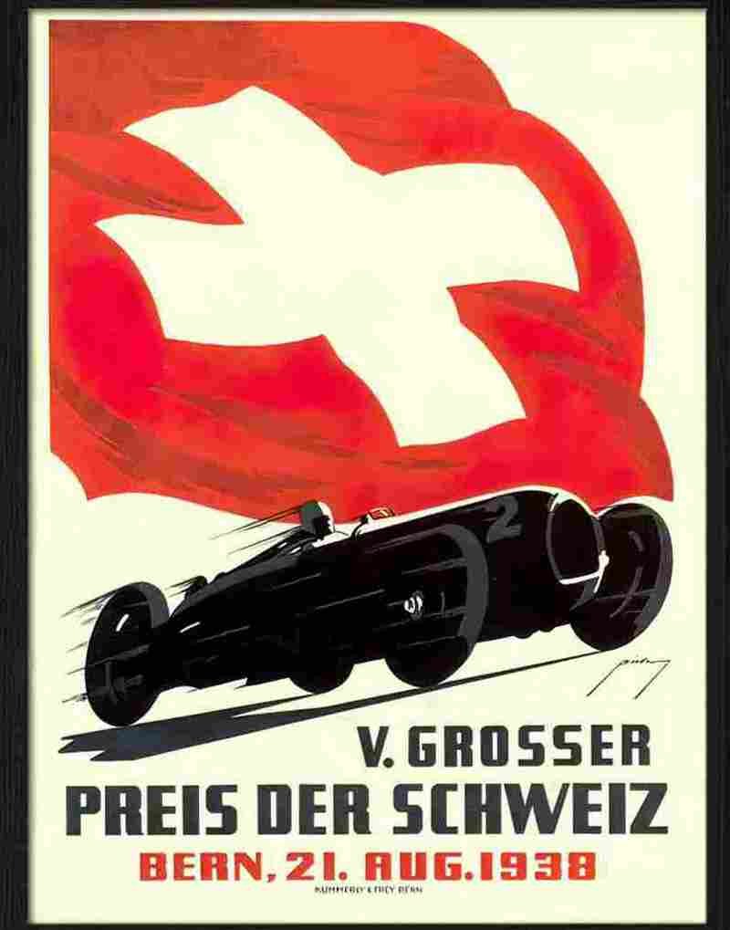swiss racing poster bieber 1938 Advert A4 Photo Print