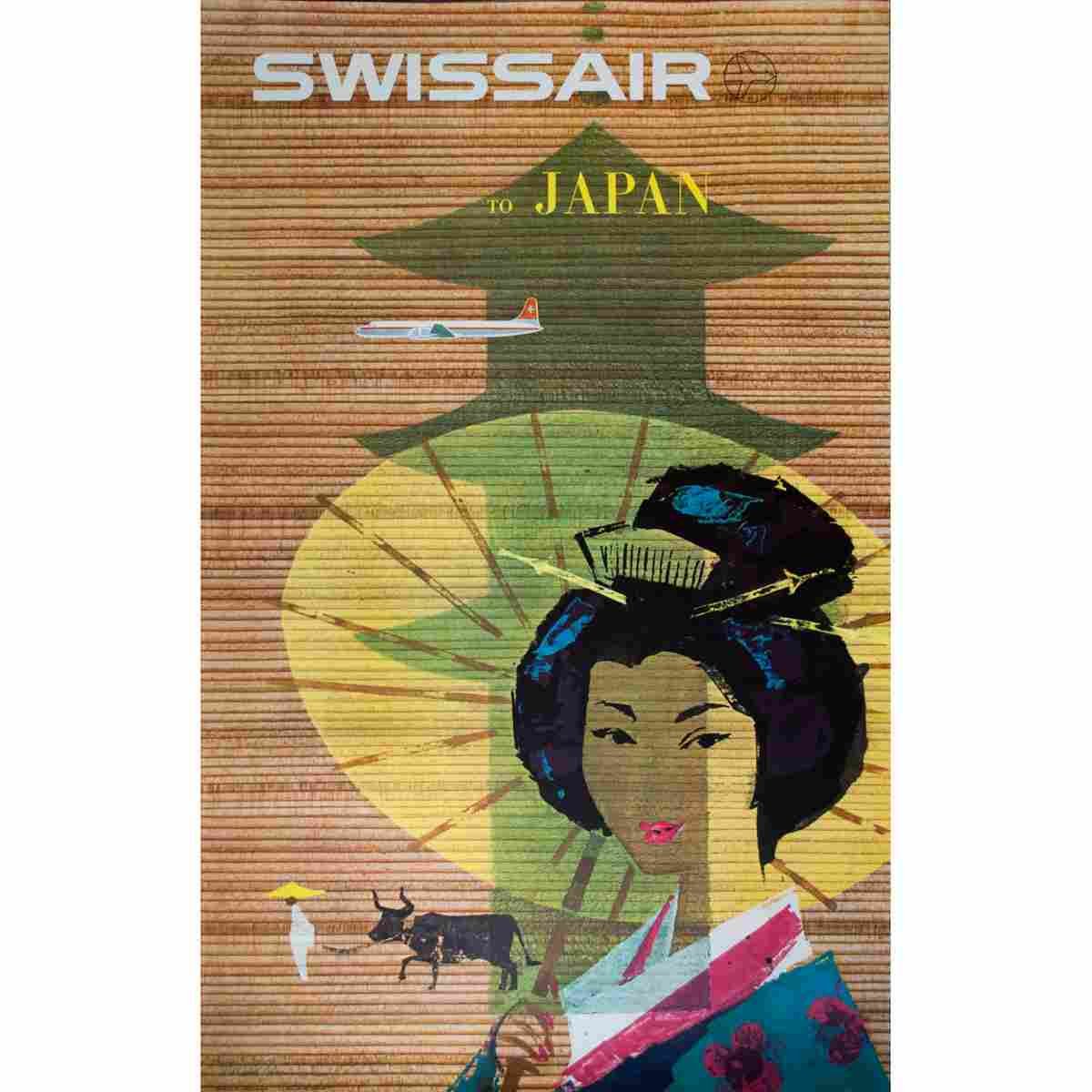 swissair japan niklaus schwabe 1961 5 Advert A4 Photo Print