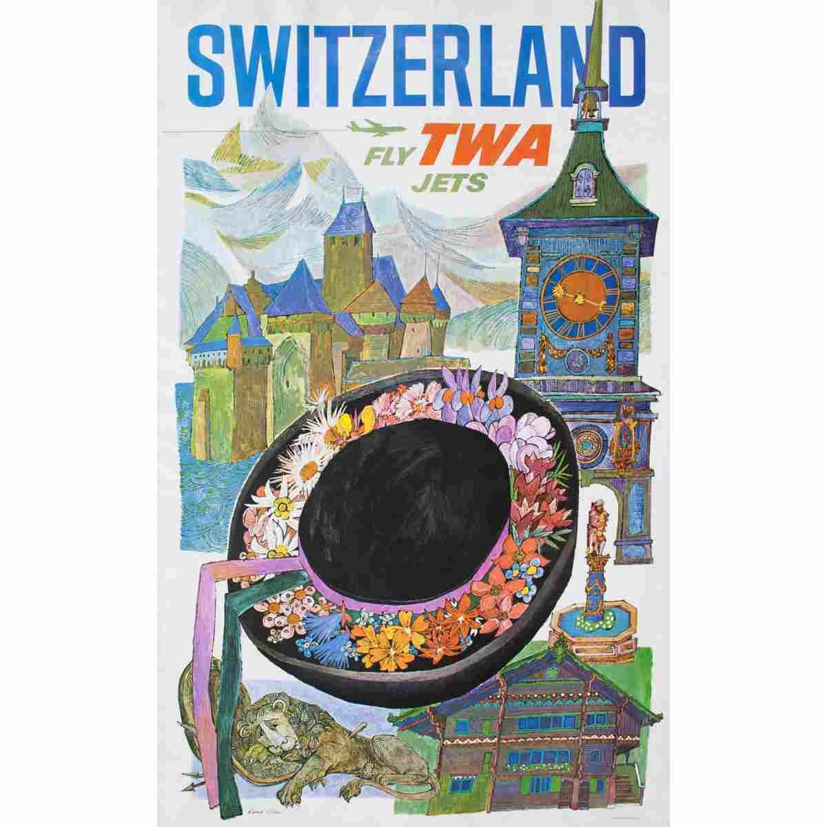 switzerland twa david klein 1960 2 Advert A4 Photo Print