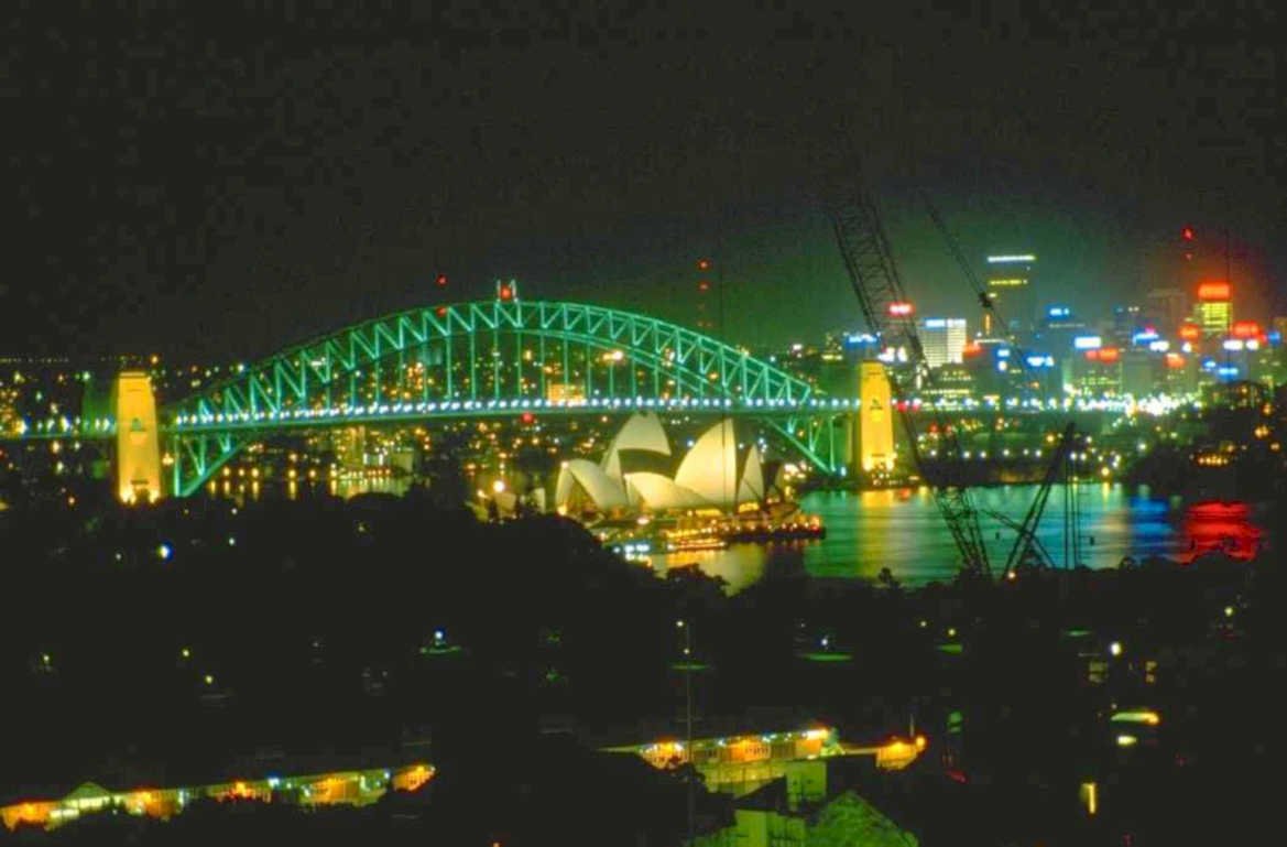 sydney harbour nightscape 1980s 1990s A4 Photo Print