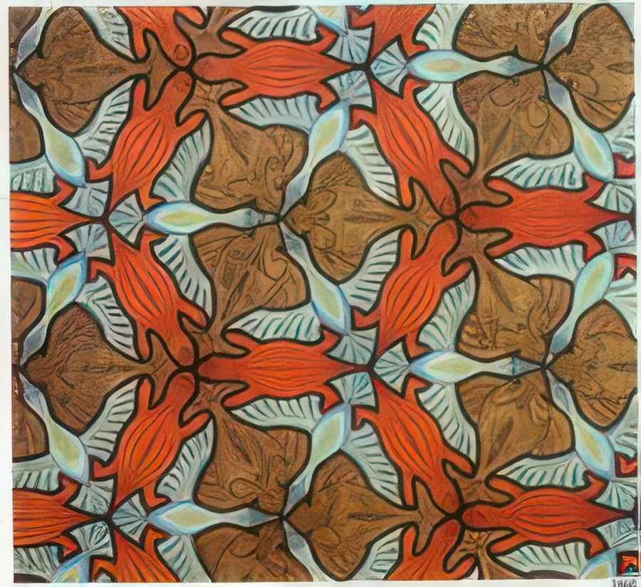 symmetry drawing mc escher A4 Photo Print