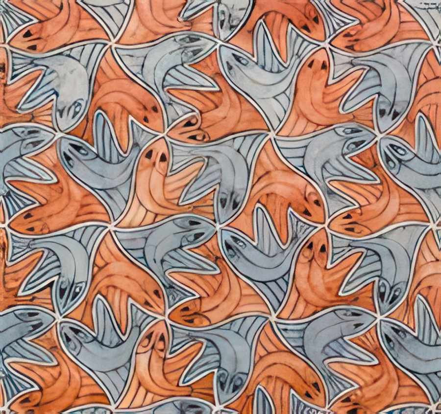 symmetry watercolor 94 fish mc escher A4 Photo Print