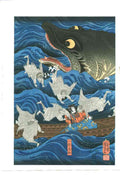 tagawa Kuniyoshi sharks 2 A4 Photo Print