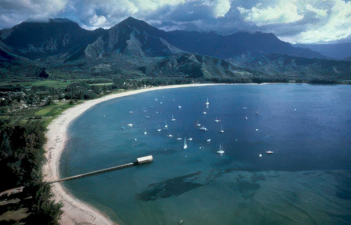 tahaa lagoon sailboats Vintage A4 Photo Print