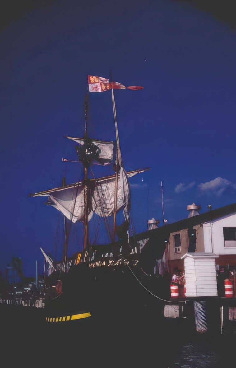 tall ship pier Vintage A4 Photo Print