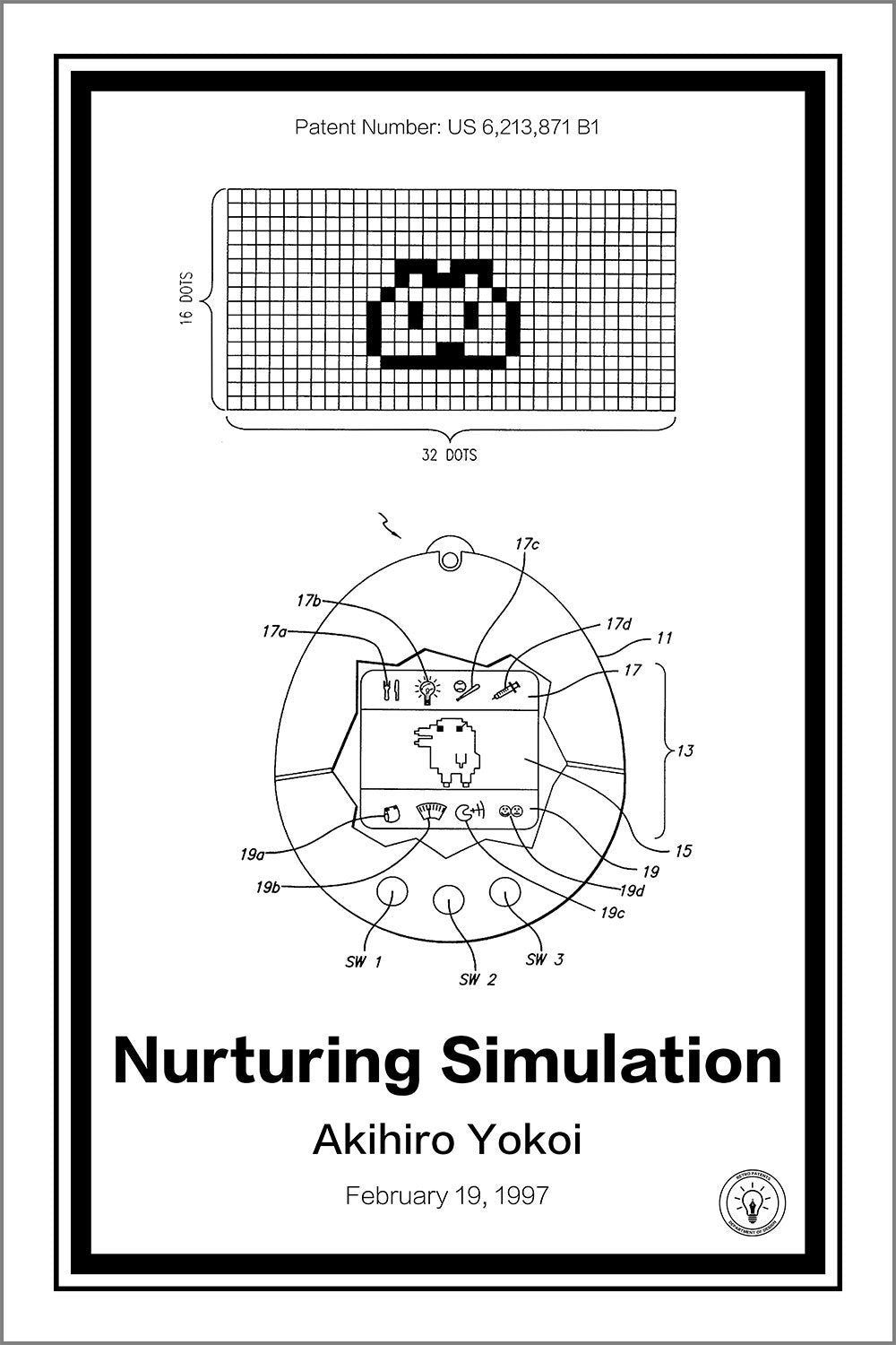 tamagotchi patent print white A4 Photo Print