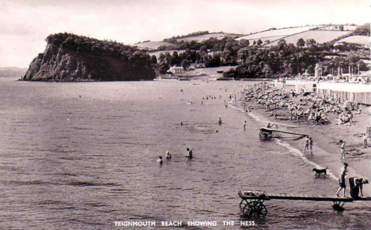 teignmouth beach nessVintage 1880s 1900s A4 Photo Print