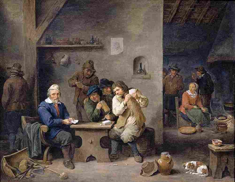 teniers david the younger figures gambling in a tavern Art A4 Photo Print