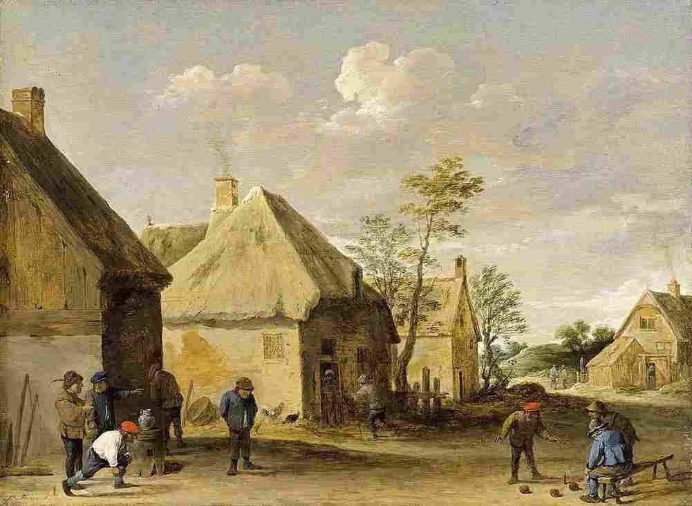 teniers david the younger peasants bowling in a village street Art A4 Photo Print