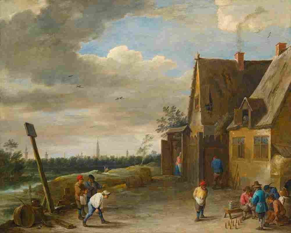 teniers david the younger peasants playing nine pins Art A4 Photo Print