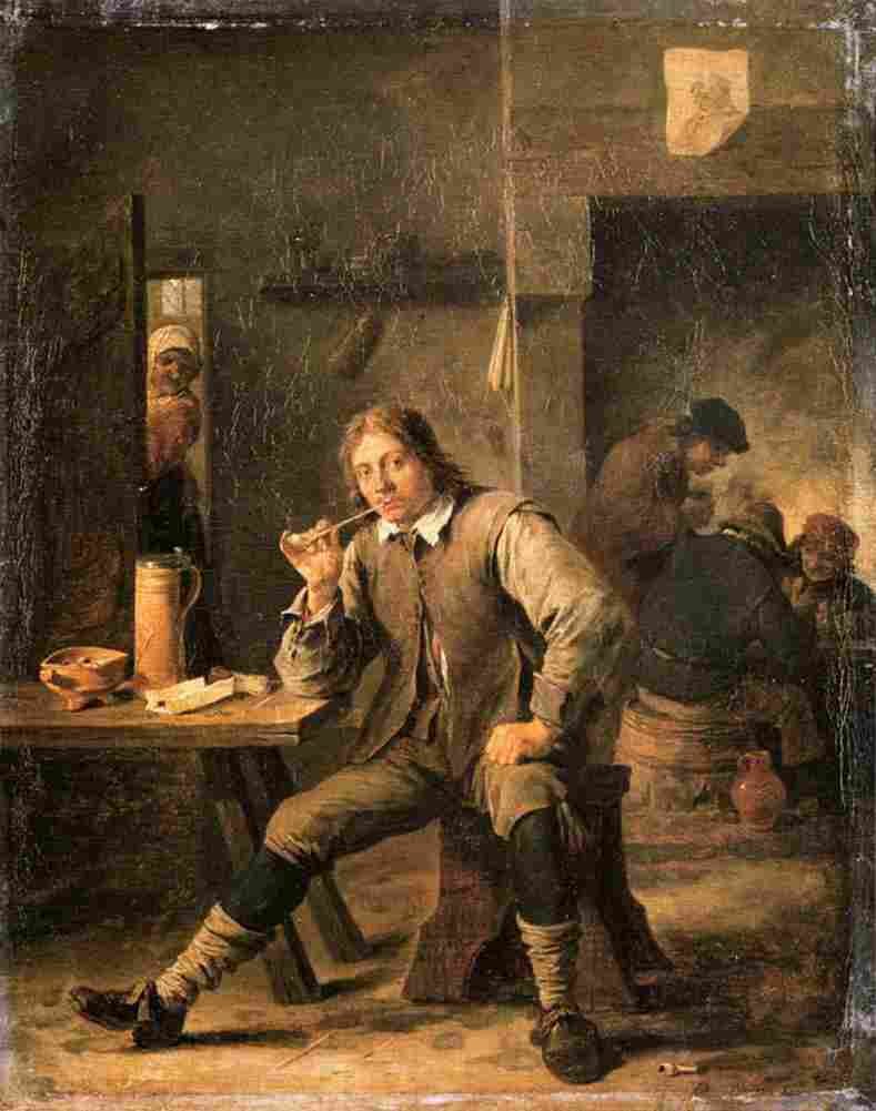 teniers david the younger smoker leaning his elbow on a table Art A4 Photo Print