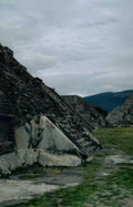 teotihuacan pyramid rainy Vintage A4 Photo Print
