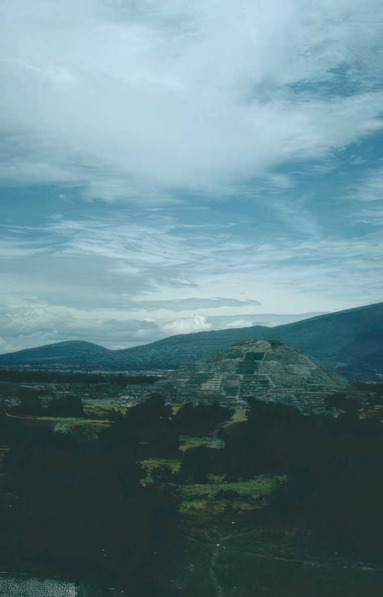 teotihuacan pyramid ruins Vintage A4 Photo Print