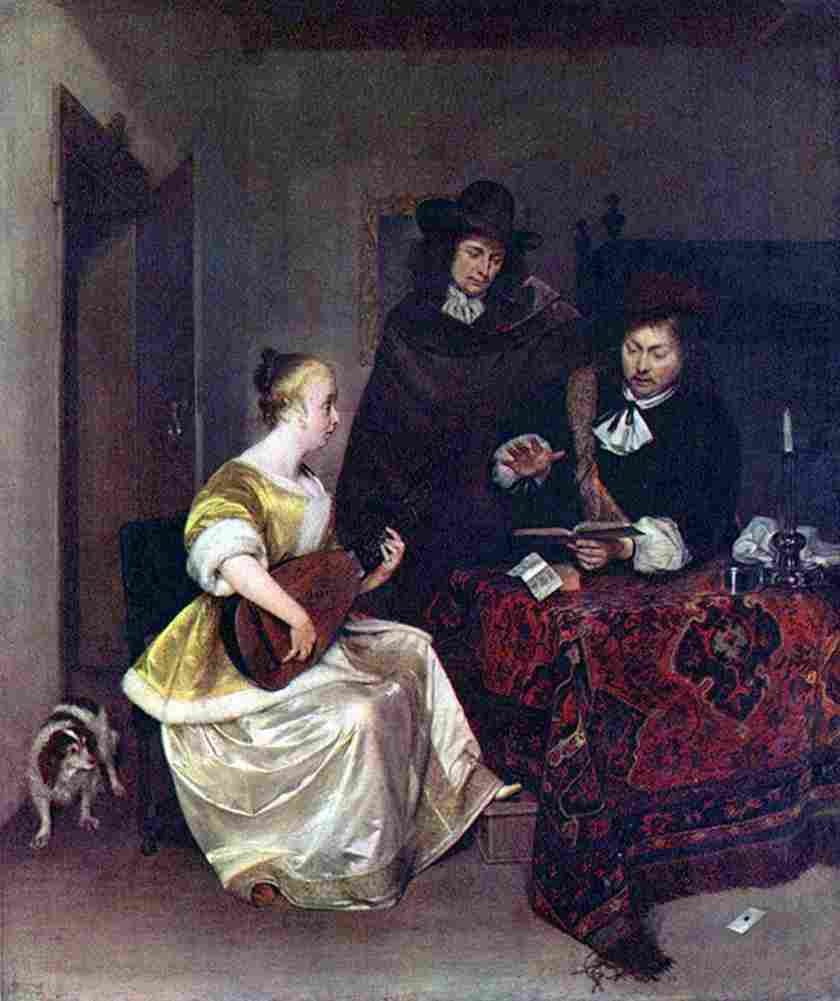 ter A Woman playing a Theorbo to Two Men Art A4 Photo Print