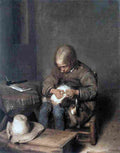 ter Boy Riding his Dog of Flees Art A4 Photo Print