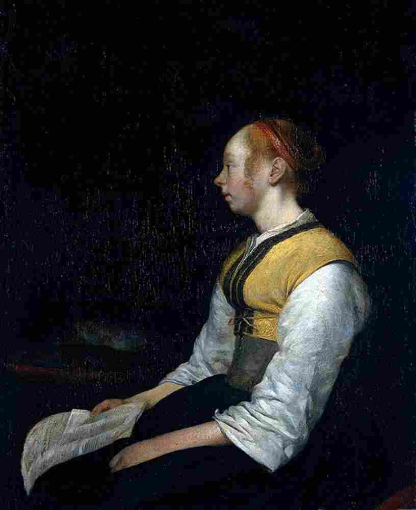 ter Seated Girl in Peasant Costume Art A4 Photo Print