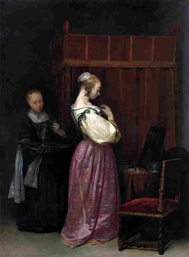 ter Young Woman at Her Toilet with a Maid Art A4 Photo Print