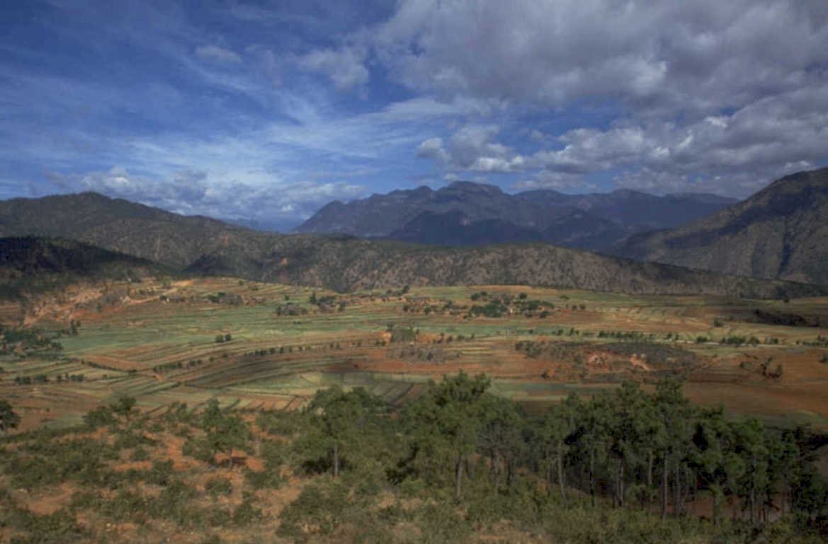 terrace fields mountains 1980s 1990s A4 Photo Print