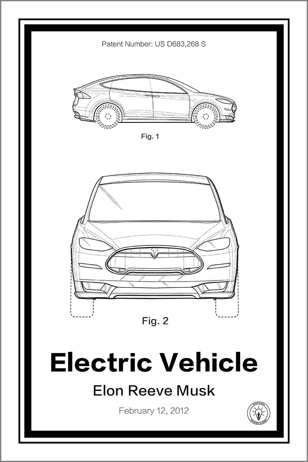 tesla patent print white A4 Photo Print