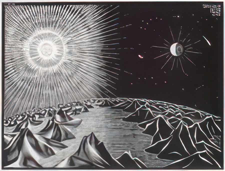 the 4th day of the creation mc escher 1926 A4 Photo Print