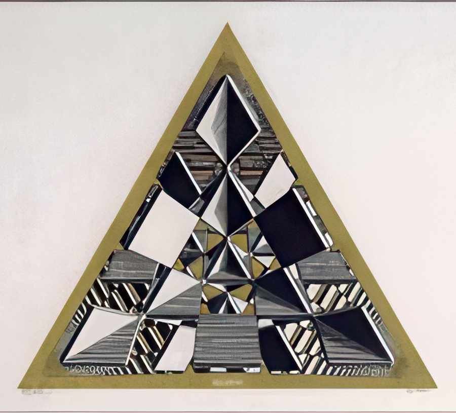 three intersecting planes colour mc escher 1954 A4 Photo Print