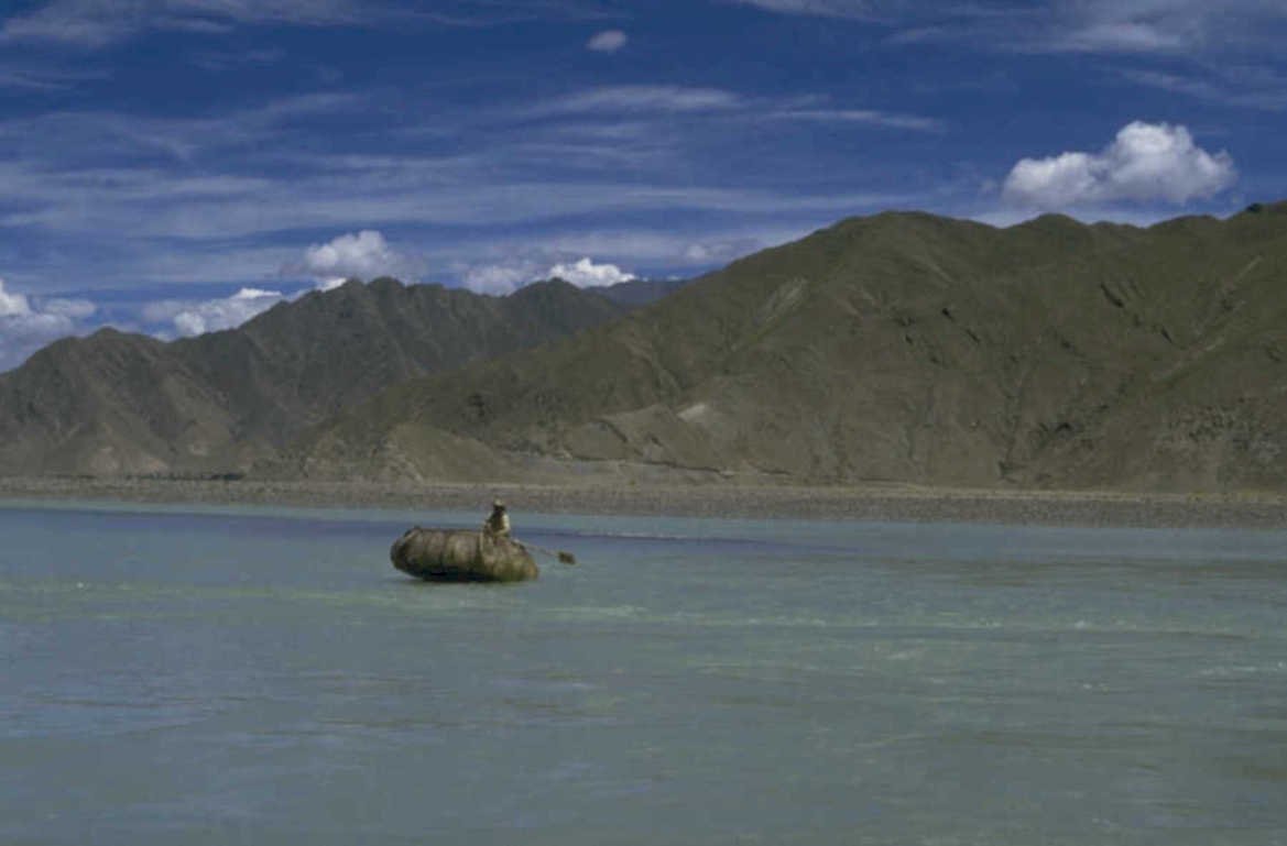 tibet river boat 1980s 1990s A4 Photo Print