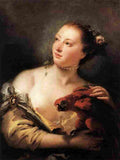 tie Woman with a Parrot Art A4 Photo Print