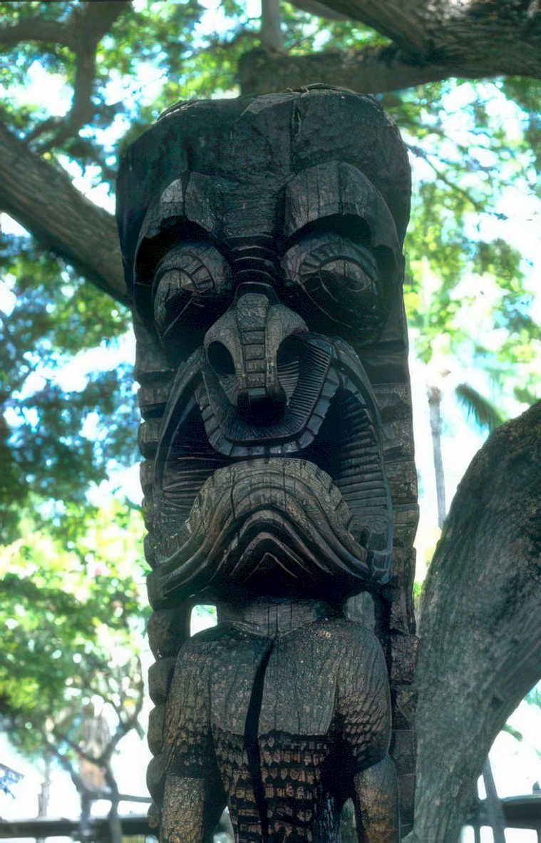tiki statue garden Vintage A4 Photo Print