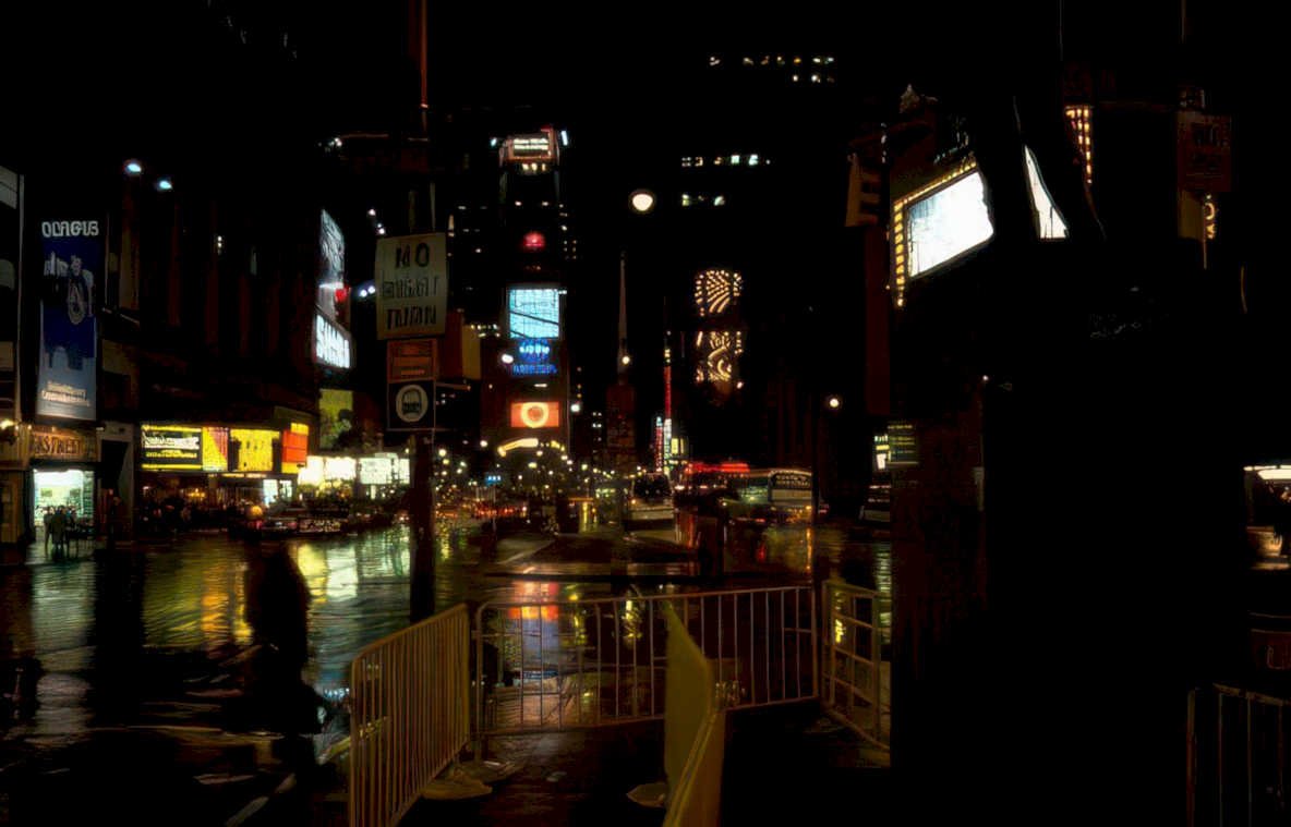 times square night 1 Vintage A4 Photo Print