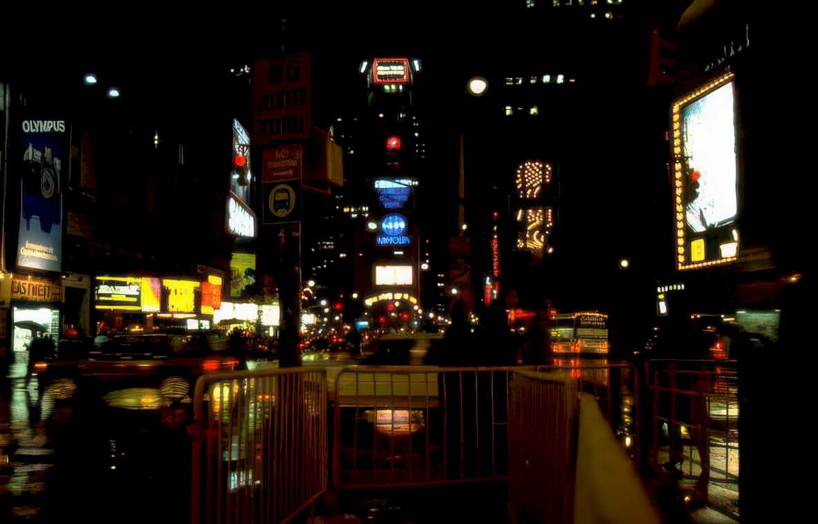 times square night 5 Vintage A4 Photo Print