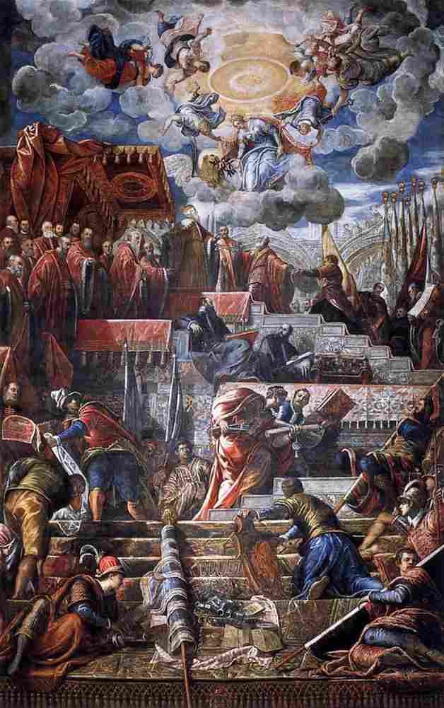 tintoretto doge nicolo da ponte receiving a laurel crown from venice Art A4 Photo Print