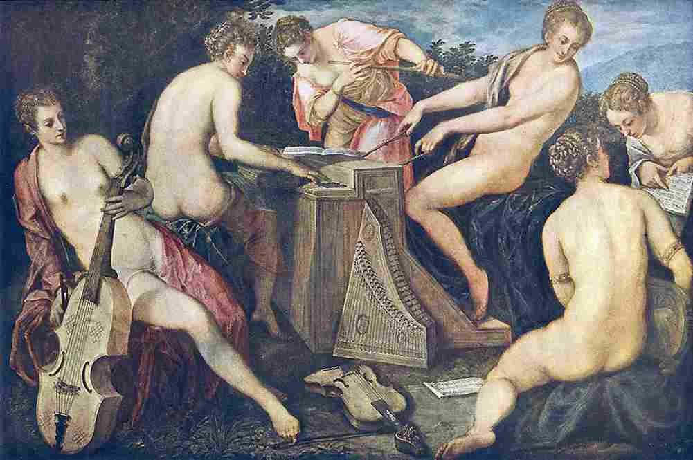 tintoretto women playing music Art A4 Photo Print