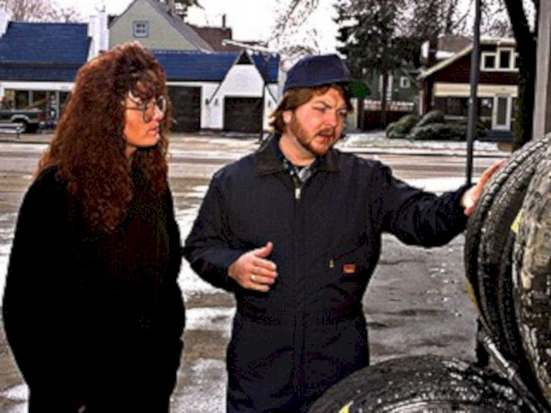 tire inspection winter1980s 1990s A4 Photo Print