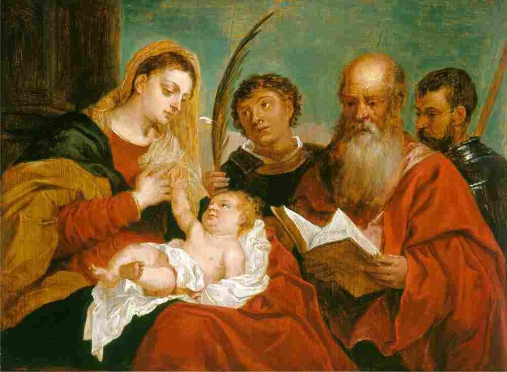 tit The Virgin and Child with Saints Stephen Jerome and Maurice Art A4 Photo Print