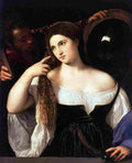 tit woman with mirror Art A4 Photo Print