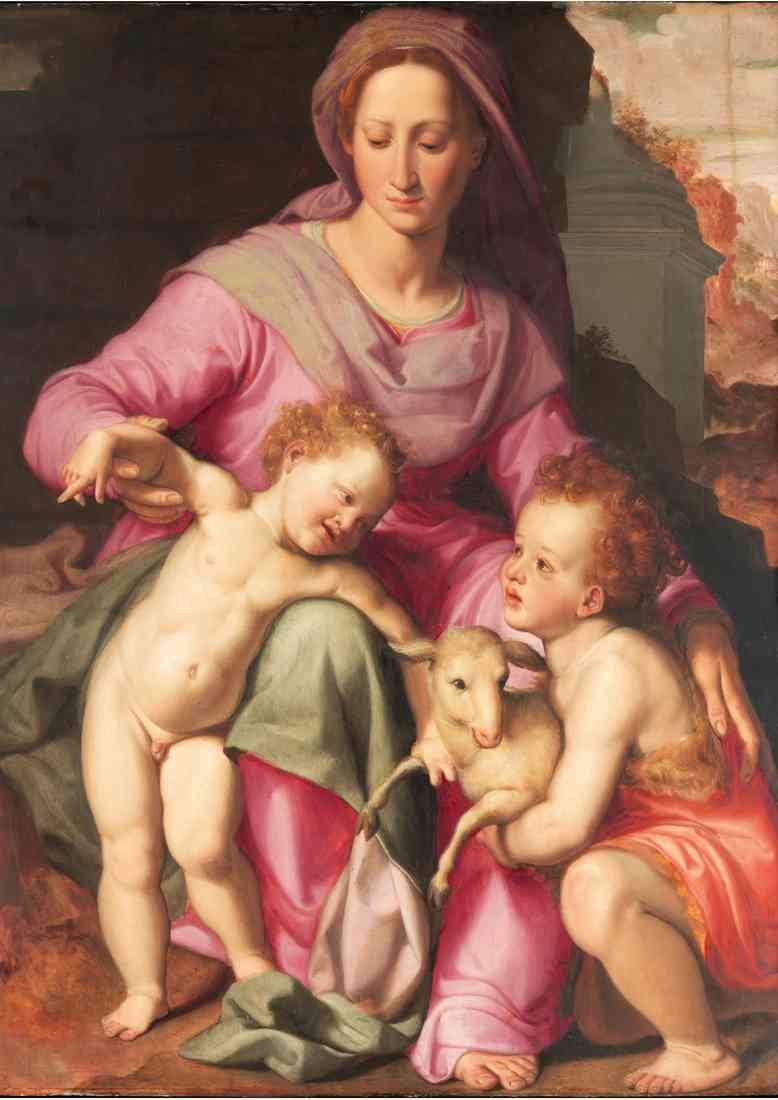 tito di santi madonna and child with saint john the baptist A4 Photo Print